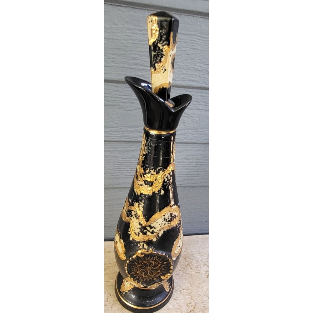 REGAL CHINA DECANTER MID CENTURY 1957 G. MILLER BLACK GOLD